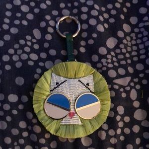 Kate Spade Smitten Kitten raffia Keychain